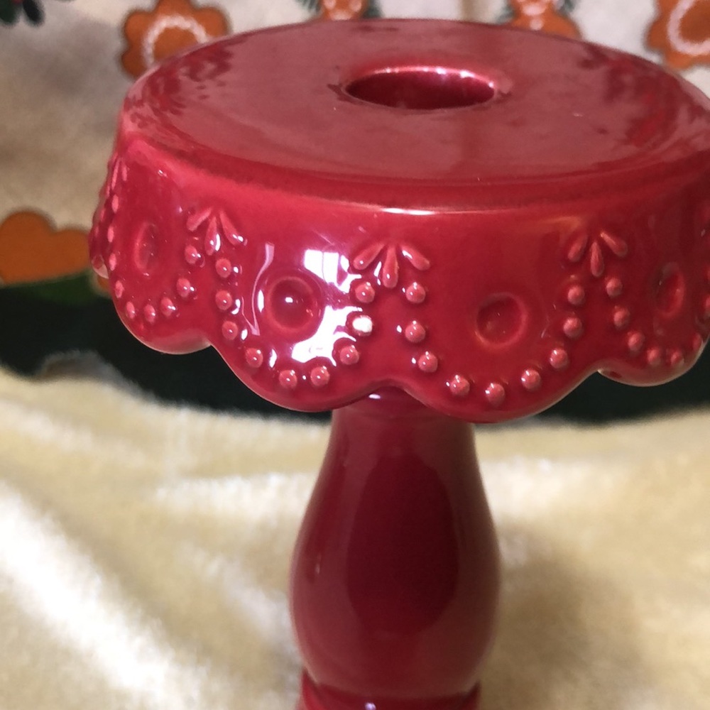 Signature Housewares Red Victorian Candle Stick 8.5”x4.5” - Picture 4 of 6